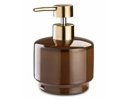 Zeepdispenser Bruin – Keramische Zeeppomp – Navulbare Handzeep Dispenser – Steengoed – Badkamer Accessoire – Lotion Dispenser – Luxe Hotel Chique Design