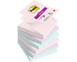 Post-it Super Sticky Z-notes Soulful, 90 feuilles, pi 76 x 76 mm, couleurs assorties, paquet de 6 blocs