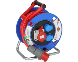 BRENNENSTUHL Garant CEE kabelhaspel 5P 16A WCD + 2x stopcontact 230V 25 meter 5x1.5mm2 - blauwzwart (1182770010)