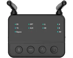 Bluetoolz® BT-B 310-YK | Vernieuwd model 2026 | Bluetooth 5.2 High Res Audio zender en ontvanger (aptxHD) | zwart | met Qualcomm CSR Chip | 2 jaar garantie | optical en AUX aansluitingen | Één van de meest stabiele in z'n soort! | Kwalificatie ****