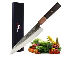 Master Knives Professioneel Japans Koksmes 20 CM - Keukenmessen van hoogwaardig Damascus Patroon - Ergonomisch Rozenhout handvat - japanse messen
