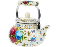 Enamel Kettle Stainless Cooking Kettle Enamel Water Kettle Whistling Tea Kettle Hot Water Kettle Boiled Water Pot Stove Teapot Metal Coffee Pot Hob Teapot Old Fashioned Woman