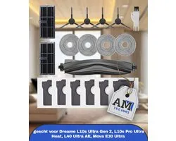 Accessories Kit gescht voor Dreame L10s Ultra Gen 2, L10s Pro Ultra Heat, L40 Ultra AE, Mova E30 Ultra Robotstofzuiger, 1 Hoofdborstel, 2 HEPA-Filters, 4 Zijborstels, 4 Dweildoeken, 6 Stofzakken