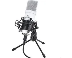 USB Condensatormicrofoon - incl. statief - Met gratis lessen - Devine M-Mic USB W - Wit