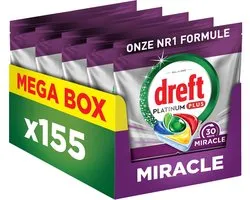 Dreft Platinum Miracle All-In-One - 30 Minute Miracle Vaatwastabletten - Citroen - 155 stuks