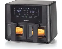 Ariete 4631 Réfrigérateur à air Double 9L, 2400W, Capacité totale 9L, 11 programmes, Multifonction, Fin à 3,6 kg de fritto Température jusqu'à 200°C, Double cetello, Nero
