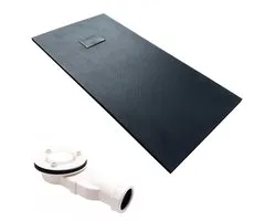Receveur de douche Bad Land VIDAR - rectangulaire - 150 x 90 x 3,2 cm - noir - avec kit de vidange