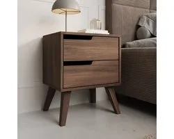 Meubella - Nido - Nachtkastje links - Donker eikenpatroon - 45x35x55 cm