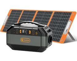 FlashFish P56 - Draagbare Powerstation 299Wh - 80850mAh - Met 100W Opvouwbaar Zonnepaneel Set - 330W - 600W - AC Solar Generator Combo - Inclusief USB QC3.0 - Type-C & DC - Outdoor & Noodstroom