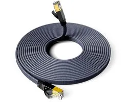 Ethernet-kabel 8M, Cat 7 Veiligheid LAN-kabel Gemakkelijk te pendelen tussen muren en deuren, 10Gbps 600 Mhz Hoge Snelheid Internetkabel S/FTP Shield, Compatibel met Modem, Router, PC, PS/5/4