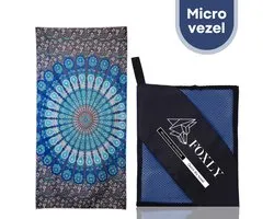 FOXLY® Serviette Microfibre 160x80 cm - Mandala Bleu - Serviette de Plage - Drap de Bain - Serviette de Voyage Séchage Rapide