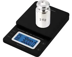 Little Balance 8909 - Balance de cuisine Ultra précise - Précision de 0,1 gramme - Jusqu'à 3 kg - Sans pile - Rechargeable par USB-C