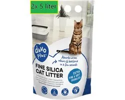 Duvo+ Premium Fijne Silica kattenbakvulling Wit 2x5 liter
