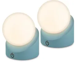BRILONER Sora - Lot de 2 lampes de table rechargeables - lumière blanc chaud - dimmable - pour intérieur et extérieur - 10 x 8 x 9 cm - bleu