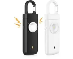 Persoonlijke Alarm - Paniek alarm - Veiligheidsalarm - felle flits - Sleutelhanger alarm - Anti wolf fluitje - Zelfverdedigingsalarm - 130dB LUID Alarm - USB-C Oplaadbaar - Lichtgewicht & Draagbaar - Inclusief 2 Stuks