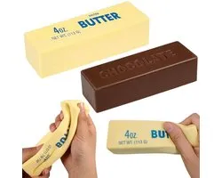 2-delige Anti-Stress Set - Realistische Boter & Chocolade Squishy - Ultra Soft Slow Rising Fidget Toy - Met Heerlijke Geuren - Sensory Toy voor Angstverlichting