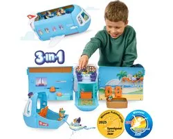 BLUEY - 3 in 1 Transformerend Vliegtuig Speelset - Incl. Bluey en Bingo speelfiguren - Meer dan 25 geluiden