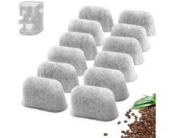 12-delige set actieve koolstoffilters - Compatibel met koffiemachine filterpatroon - Vervangende waterfilteronderdelen - Houtskoolwaterfilter - 47x20.5x25.5mm - geschikt voor Delonghi koffiemachines, Cuisinart Koffiezetapparaten