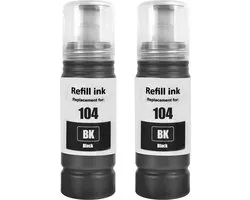 Navulfles Geschikt voor Ecotank 104 | Multipack van 2x zwart Geschikt voor Epson Ecotank ET-1810, ET-2710, ET-2711, ET-2712, ET-2714