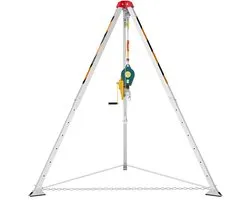 Kit trépied pour espaces confinés avec pieds réglables, capacité de charge 816 kg, câble 19,8 m, hauteur de travail 1,34-2,15 m, antichute 10 m, système de levage et de sauvetage portable