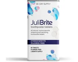 JuliBrite Tandpasta Tabletten - 60 stuks - Fluoridevrij - Nano Hydroxyapatiet