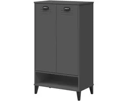 vidaXL VIKEN Bois de pin massif Gris anthracite Meuble à chaussures Étagère à chaussures Meuble à chaussures pour chaussures