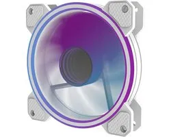 PREYON Eagle Eye 120 PWM ARGB White - Ventilateur de boîtier 120 mm - Effet miroir - 1800 tr/min - Refroidissement - Blanc