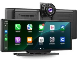 Système de navigation 10 pouces - Dashcam intégrée - Apple Carplay (sans fil) - Android Auto - Modèle 2023 - Universel - Bluetooth - Chiffon anti-condensation offert