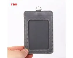Porte-badge Gris - Matériau en cuir de Luxe de qualité - Ensembles de pochettes doubles pour cartes - Étui pour badge d'identification - Porte-badge transparent pour carte de crédit bancaire - Accessoires pour badge