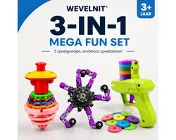 Wevelnit 3-in-1 Mega Fun Set – LED Gyroscoop, Transformeerbare Fidget Robot & Foam Disc Launcher – Educatief Speelgoed – Cadeau voor Jongens en Meisjes 3+