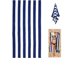 Microvezel strandhanddoek - Absorberende sporthanddoek - Zwemhanddoek - Reishanddoek - Marineblauw - 90x180cm - Ideaal als strandlaken, ook geschikt voor het zwembad, yoga, reizen en alle buitenactiviteiten tijdens de vakantie