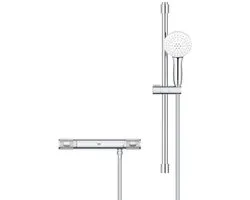 Grohe Grohtherm 1000 Performance Doucheset - thermostatische douchekraan - met tempesta glijstangset - ronde handdouche - 2 straalsoorten - gladde doucheslang - chroom
