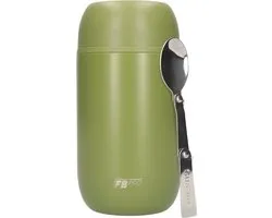 FB Pro Thermos Lunchbox - Voedselcontainer, Thermoskan, Food jar, Food container voor noodles, soep, havermout, ijs, babyvoeding en meer! - Yoghurt beker to go - Thermosbeker voor het meenemen van warm of koud eten - Legergroen - 710ml