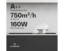 Klarstein Inductiekookplaat AirJet met Afzuiging – 12 kW, Boost 750 m³/u, A++ Efficiëntie, 9 Standen, Touchbediening, Stil 58 dB, Bridge-functie, Aluminium & Koolstoffilter, Zwart - 7300W - Inbouw voor Keuken - Induction Hob