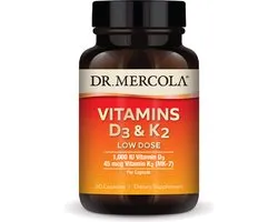 Dr. Mercola - Vitamins D3 & K2 - Low Dose - 1000 IU D3 - 45 mcg Vitamin K2 - 30 capsules