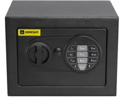 Coffre-fort électronique compact Brihard Homesafe HV17E avec alarme, batterie incluse. & Ancrages, 5,7 L - Noir de carbone RAL 9005
