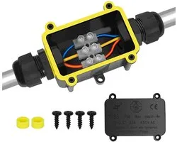 Waterproof IP68 junction box - 2-way underground electric junction boxes - cable Ø 4 mm - 14 mm