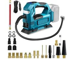 Compresseur à batterie compatible avec batterie Makita 18V - Pompe à air électrique avec éclairage LED - Manomètre numérique - 150 PSI - Pour voiture, moto, vélo et ballons (batterie non incluse)