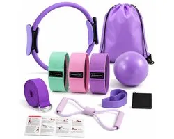 Sercano Pilates Set 10 Delig voor Thuis – Complete Pilates Workout Kit met 38 cm Ring, Pilates Bal, Weerstandsbanden, 8-vormige Band & Yogariem – Full Body Training voor Buik, Billen en Benen