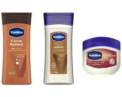 Set Vaseline Cocoa Radiant - Lotion pour le corps / Huile pour le corps / Vaseline Pure Petroleum Jelly Cacao 100 ml