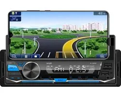 arash® Autoradio met Ingebouwde Telefoonhouder - Bluetooth - USB, AUX en Handsfree - Afstandsbediening - Enkel DIN Auto Radio - ingebouwde Microfoon
