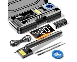 Fokelyi Fer à Souder Sans Fil - Kit de Soudure USB - Mini Fer à Souder - Écran LCD - Pyrograveur - Température Réglable - Étain à Souder - Chauffage Rapide