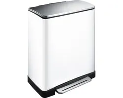 EKO - E-Cube recycling pedaalemmer 28+18 liter - Stainless steel Plastic - wit, mat RVS - Prullenbak