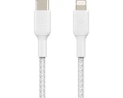 Belkin BOOST↑CHARGE Braided - USB-C naar Lightning Kabel - 1 Meter - 20W - Wit