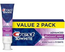 Crest 3D White Toothpaste - Advanced Luminous Mint - Teeth Whitening - Tandenpoetsen - Tandpasta- 2x