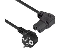 ACT Cordon d'alimentation CEE 7/7 mâle (coudé) - C15 (coudé à droite) IEC60320 noir 1,5 m AK5350