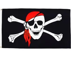 AZ FLAG - Pirate Red Bandana Flag - 3x5 Ft - Light Polyester Jolly Roger Banner with Two Brass Eyelets - Fade Resistant - Vivid Colors - 3' x 5' Feet - 150x90 Cm