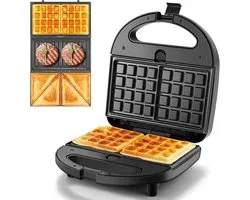 Sandwichmaker 3-en-1 Wafelijzer et Grill Panini avec Plaques Antiadhésives