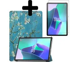 Hoes - Geschikt voor Lenovo Tab P11 Pro - Met Screenprotector - Trifold Bookcase - Hard Cover Case - Met Uitsparing Geschikt voor Lenovo Pen - Hardcover Book - Tablet Hoesje - Bloesem