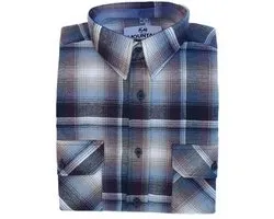 KM Workwear overhemd - blouse - 6403 - flanel navy/blue/beige - maat 49/50 (4XL)